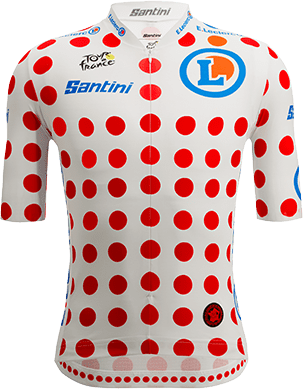 Polka dot — the white with red dots Tour de France jersey
